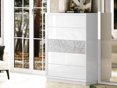 Lacquered chiffonier with 5 drawers and detailing on the front of the central drawer - ALIZÉE
