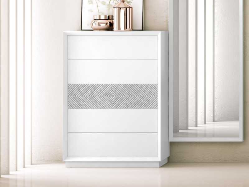 Lacquered chiffonier with 5 drawers and detailing on the front of the central drawer - ALIZÉE