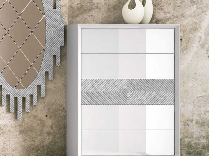 Lacquered chiffonier with 5 drawers and detailing on the front of the central drawer - ALIZÉE