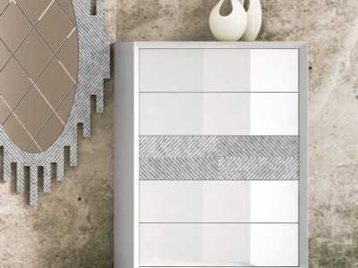 Lacquered chiffonier with 5 drawers and detailing on the front of the central drawer - ALIZÉE