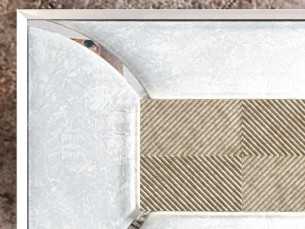 Upholstered and lacquered headboard with a modern design and central detail - JADE 2