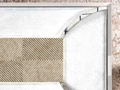 Upholstered and lacquered headboard with a modern design and central detail - JADE