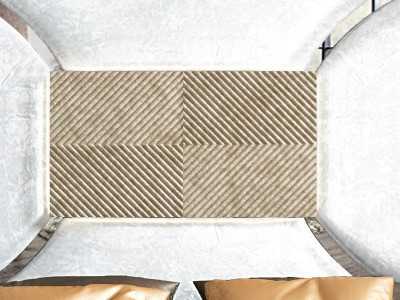 Upholstered and lacquered headboard with a modern design and central detail - JADE