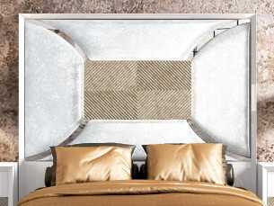 Lit complet tapisée et laqué au design moderne avec détail central - JADE 2