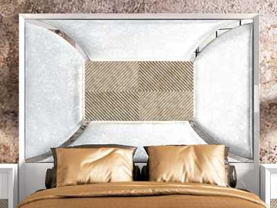 Lit complet tapisée et laqué au design moderne avec détail central - JADE