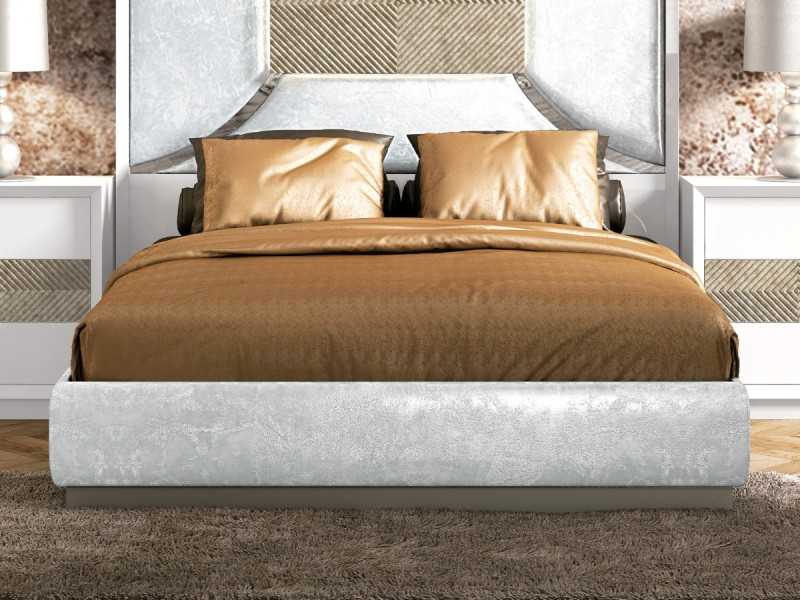 Cama completa tapizada y lacada de diseño moderno con detalle central - JADE