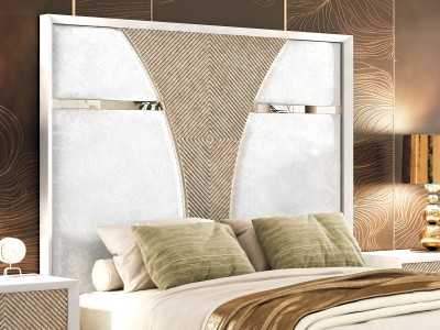 Tête de lit au design moderne, laquée et tapissé, avec détail central - ZOÉ