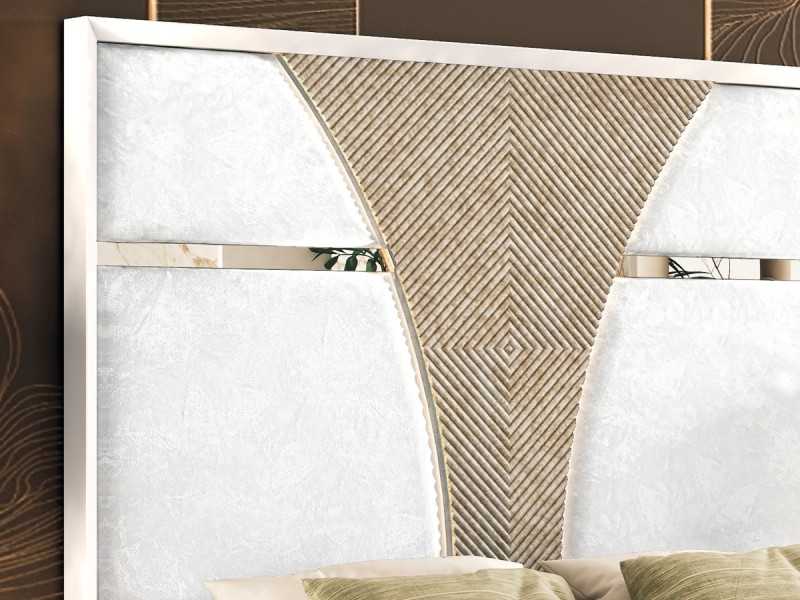 Tête de lit au design moderne, laquée et tapissé, avec détail central - ZOÉ