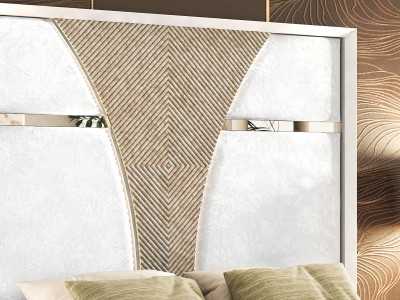 Tête de lit au design moderne, laquée et tapissé, avec détail central - ZOÉ