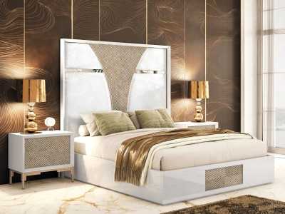 Modern lacquered and upholstered headboard with central detail - ZOÉ