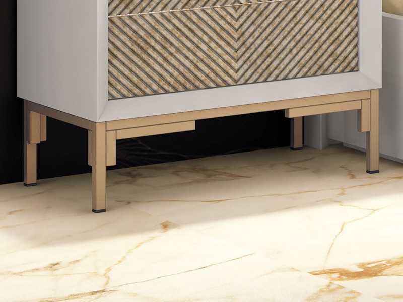 Table de chevet laquée à 2 tiroirs avec piètement en acier laqué - ZOÉ