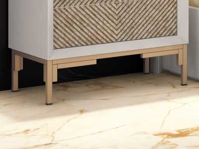 Lacquered bedside table with 2 drawers and lacquered steel base - ZOÉ