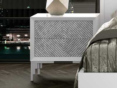 Lacquered bedside table with 2 drawers and lacquered steel base - ZOÉ