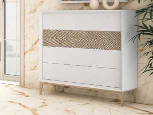 Commode 4 tiroirs laquée avec piètement en acier laqué - ZOÉ