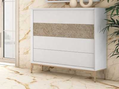 Commode 4 tiroirs laquée avec piètement en acier laqué - ZOÉ