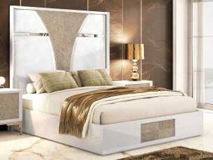 Complete bed with modern lacquered design and upholstery with central detail - ZOÉ