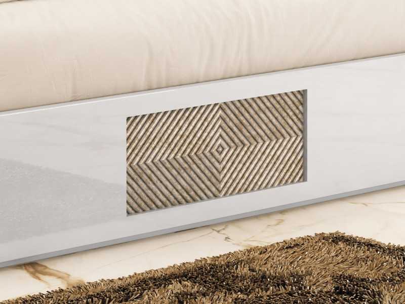 Lit complet au design moderne, laqué et tapissé, avec détail central - ZOÉ