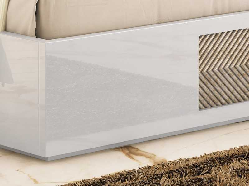 Lit complet au design moderne, laqué et tapissé, avec détail central - ZOÉ