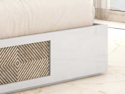 Complete bed with modern lacquered design and upholstery with central detail - ZOÉ