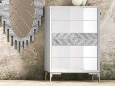 Lacquered chiffonier with 5 drawer and steel base - ZOÉ