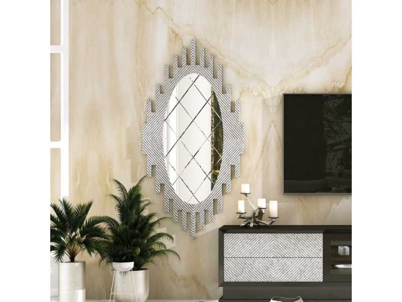 Original decorative mirror with silver marbled finish - CHÂTEAU