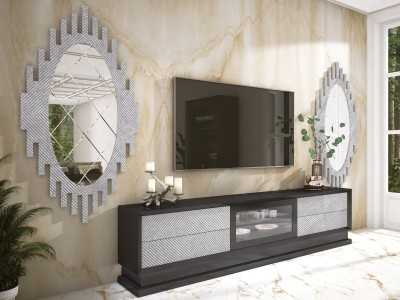 Miroir décoratif original avec finition marbrée argentée - CHÂTEAU