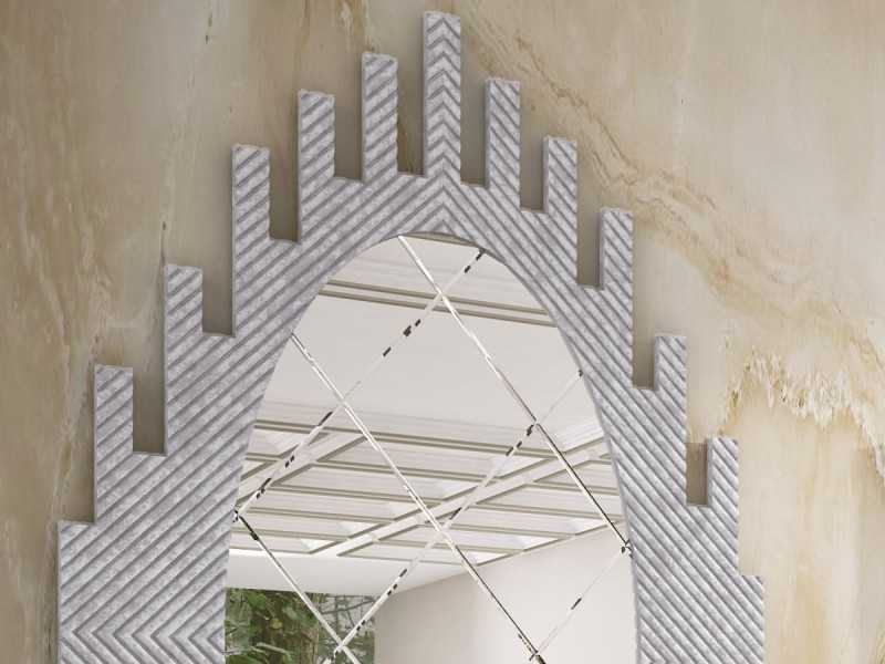 Original decorative mirror with silver marbled finish - CHÂTEAU