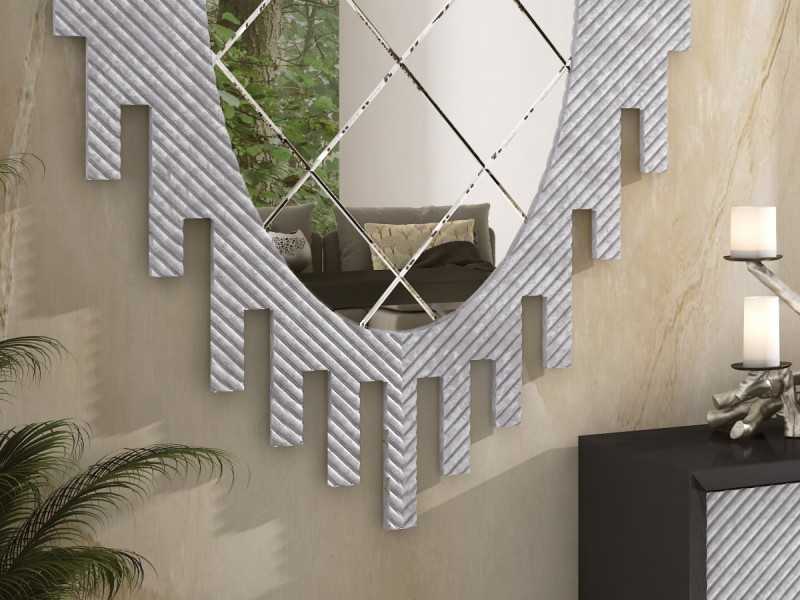 Original decorative mirror with silver marbled finish - CHÂTEAU