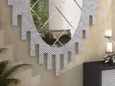 Original decorative mirror with silver marbled finish - CHÂTEAU