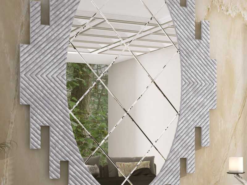 Original decorative mirror with silver marbled finish - CHÂTEAU