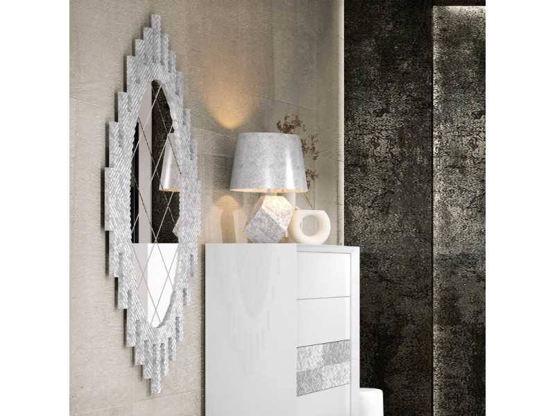 Original decorative mirror with silver marbled finish - CHÂTEAU