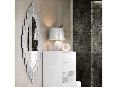 Original decorative mirror with silver marbled finish - CHÂTEAU