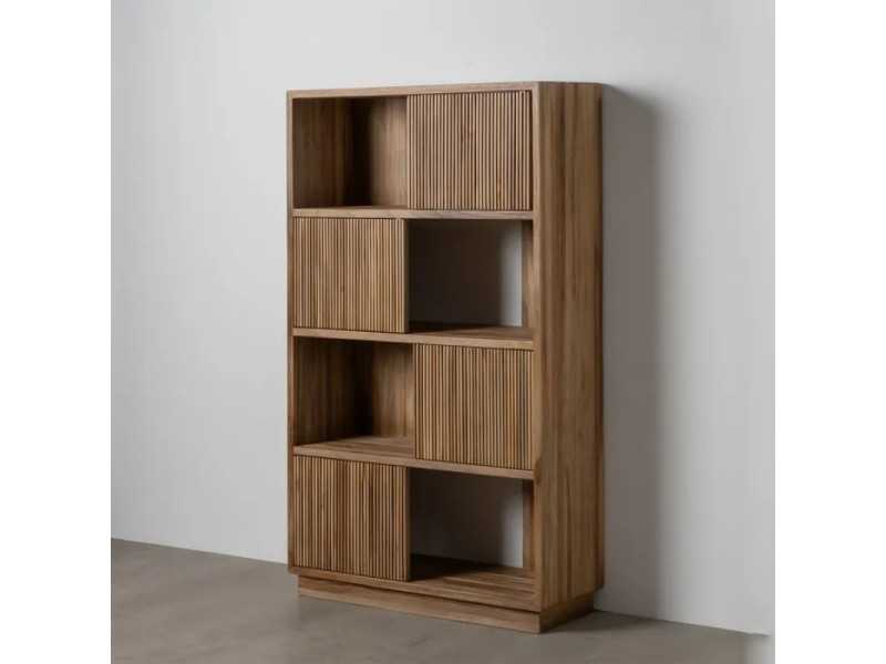 Solid wood bookcase with sliding doors - SIMONE A