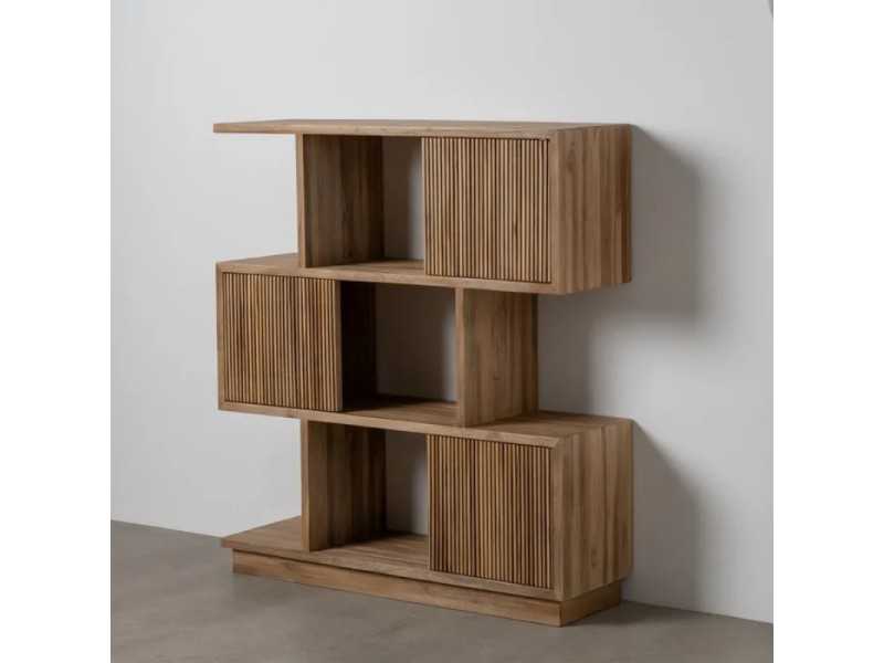 Estantería de madera maciza con puertas deslizantes - SIMONE B