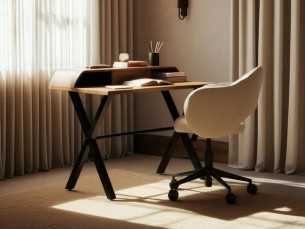 Solid wood desk with lacquered iron legs - LOUIS 2