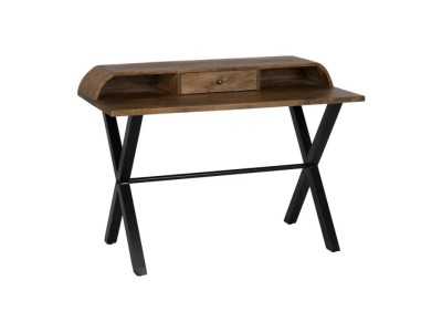 Solid wood desk with lacquered iron legs - LOUIS