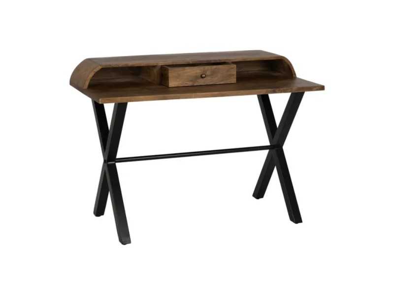 Bureau en bois massif et pieds en fer laqué - LOUIS