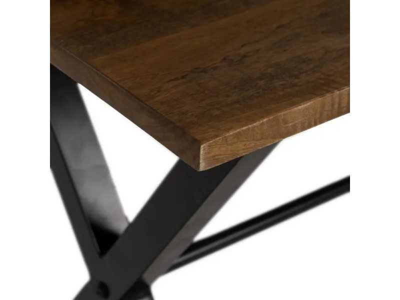 Solid wood desk with lacquered iron legs - LOUIS