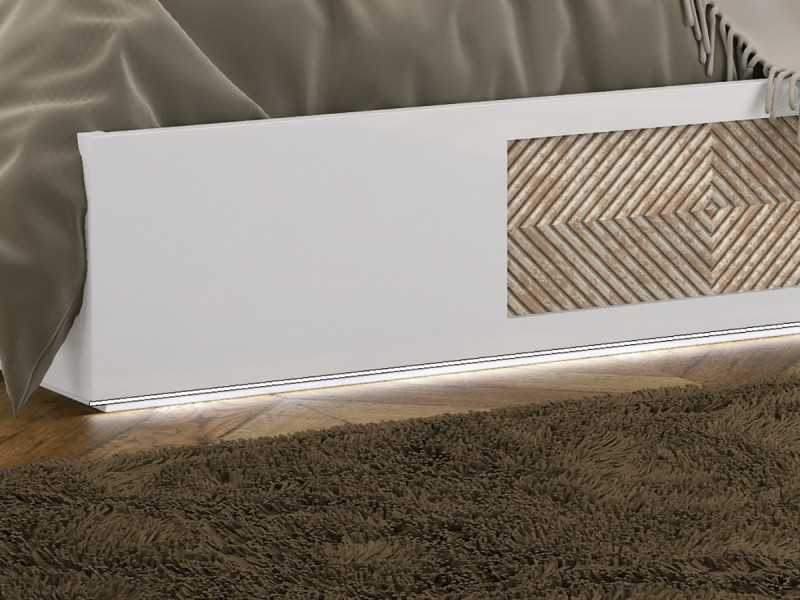 Cama completa con cabecero XXL tapizado y lacado de diseño moderno - GINETTE