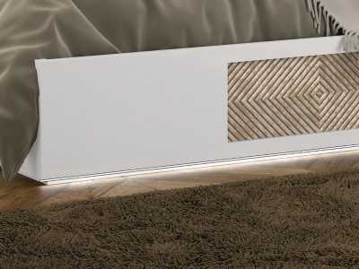 Lit complet avec tête de lit XXL tapissé et laquée au design moderne - GINETTE