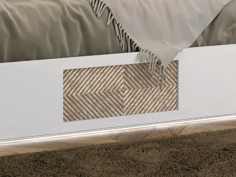 Cama completa con cabecero XXL tapizado y lacado de diseño moderno - GINETTE