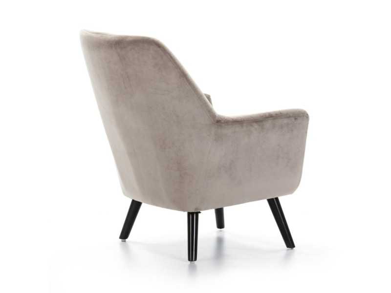 Designer armchair upholstered in beige velvet - AALST BEIGE