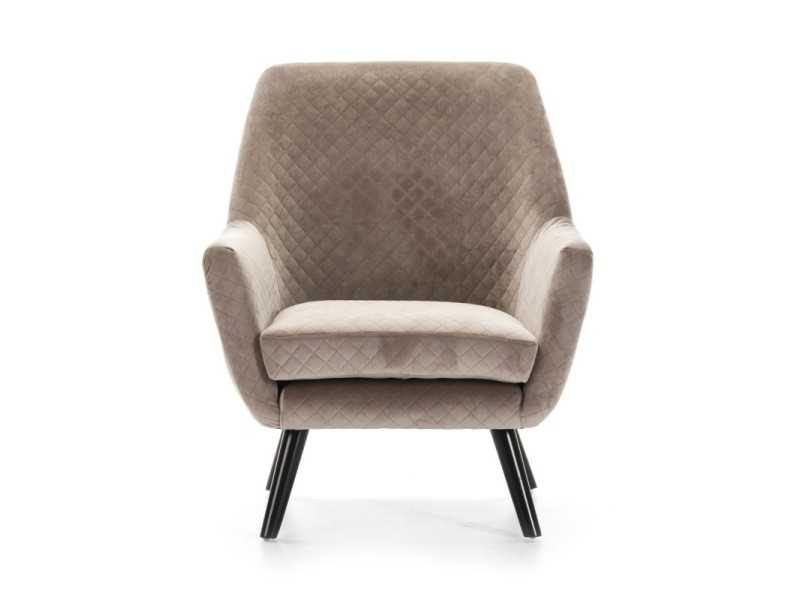Fauteuil design tapissé de velours beige - AALST BEIGE
