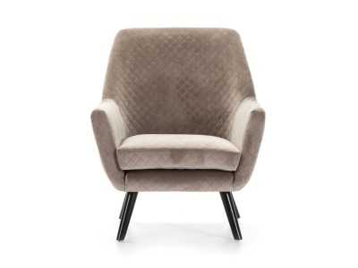 Fauteuil design tapissé de velours beige - AALST BEIGE