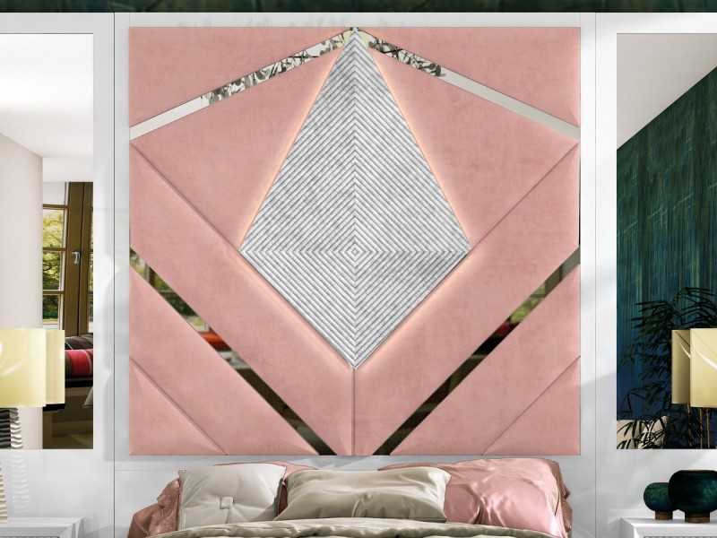 XXL upholstered and lacquered headboard with a modern design - GINETTE ROSE