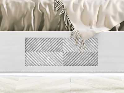 Cama completa con cabecero XXL tapizado y lacado de diseño moderno - GINETTE ROSE