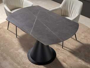 Round extendable dining table with ceramic top -FACILE NOIR 2