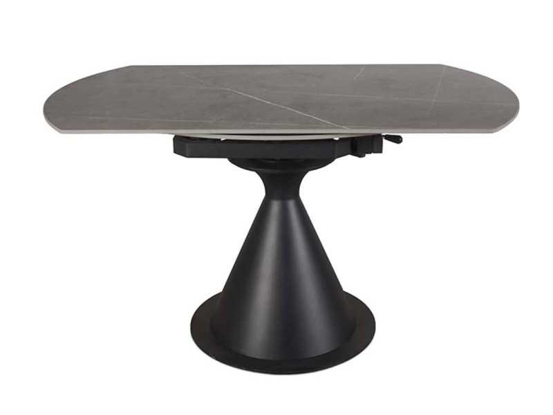 Mesa de comedor redonda y extensible con tapa cerámica -FACILE NOIR