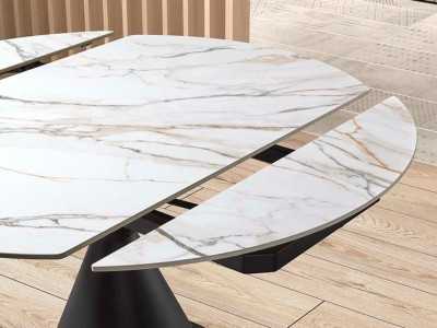 Round extendable dining table with ceramic top -FACILE BLANC