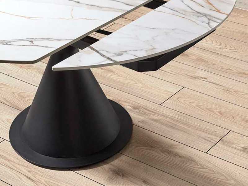 Round extendable dining table with ceramic top -FACILE BLANC